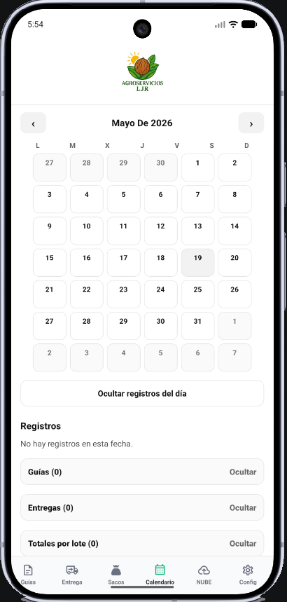 Calendario de registros de la app interna